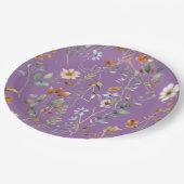 紫色の野草のモダン紙プレート ペーパープレート (アングル)