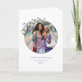 紫色の野草写真枠母の日を幸せに カード (正面)