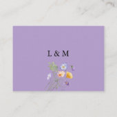 紫色の野草夏フローラ結婚のQRコード エンクロージャーカード (裏面)