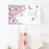 紫色の野草蝶ガールの最初の誕生日 横断幕 (インサイチュ)