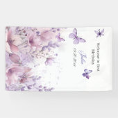 紫色の野草蝶ガールの最初の誕生日 横断幕 (横)