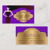 紫色の金ゴールドのダマスク織の美容師のサロン 名刺 (正面/裏面)