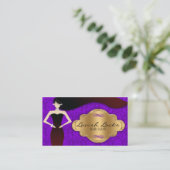 紫色の金ゴールドのダマスク織の美容師のサロン 名刺 (スタンド正面)