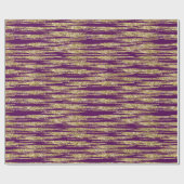 紫色の金ゴールドのフェイクなグリッターは縞で飾ります ラッピングペーパー (フラット)