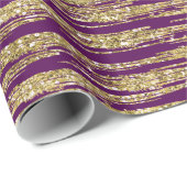 紫色の金ゴールドのフェイクなグリッターは縞で飾ります ラッピングペーパー (ロールコーナー)