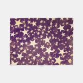 紫色の金ゴールドの明るい休日のクリスマスの星 フリースブランケット (正面(横))