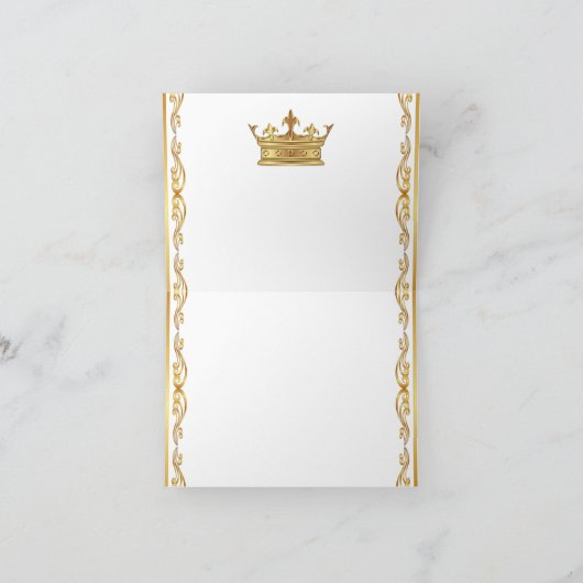 紫色の金ゴールドの王冠は感謝していしています サンキューカード (内部)