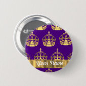 紫色の金ゴールドの王冠 缶バッジ (正面&裏面)