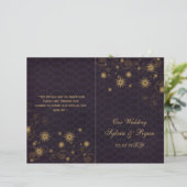 紫色の金ゴールドの雪の結婚式のプログラムを折った (スタンド正面)