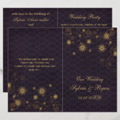 紫色の金ゴールドの雪の結婚式のプログラムを折った (正面/裏面)