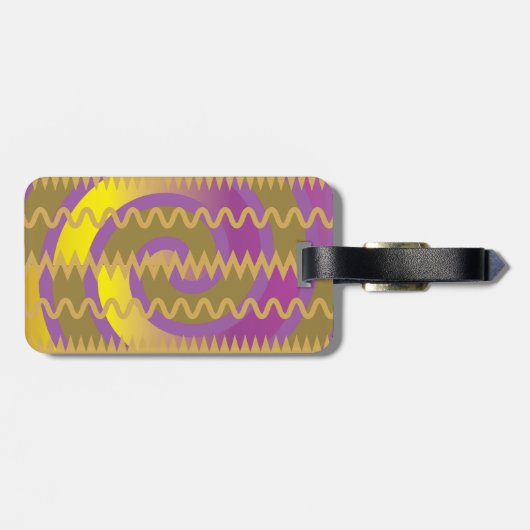 紫色の金ゴールドはパターン波のシェブロン渦巻きます ラゲッジタグ (裏面横)