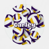 紫色の金ゴールドアスリート名記念ボール メタルオーナメント (正面)