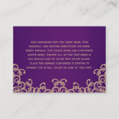 紫色の金ゴールドインディアンスタイル披露宴エンクロージャカード エンクロージャーカード (裏面)