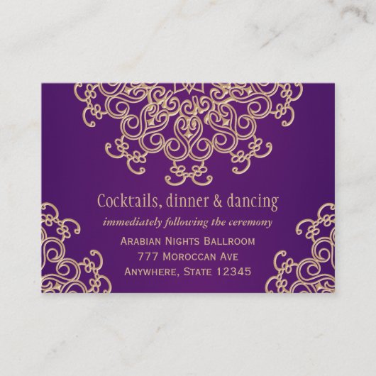 紫色の金ゴールドインディアンスタイル披露宴エンクロージャカード エンクロージャーカード (正面)