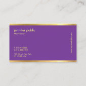 紫色の金ゴールドエレガント手書きスクリプモダントChic 名刺 (裏面)