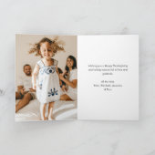 紫色の金ゴールドカボチャ写真ハッピー感謝祭 カード (内部)