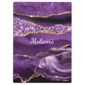 紫色の金ゴールドグリッタークリップボードと名前をカスタムする クリップボード (裏面)