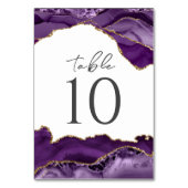 紫色の金ゴールドグリッター結婚アガートのテーブル番号 テーブルナンバー (裏面)