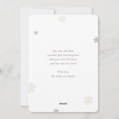 紫色の金ゴールドスノーフレーク写真メリークリスマスカード シーズンカード (裏面)