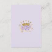 紫色の金ゴールドバレリーナの本のためのベビーガール エンクロージャーカード (裏面)