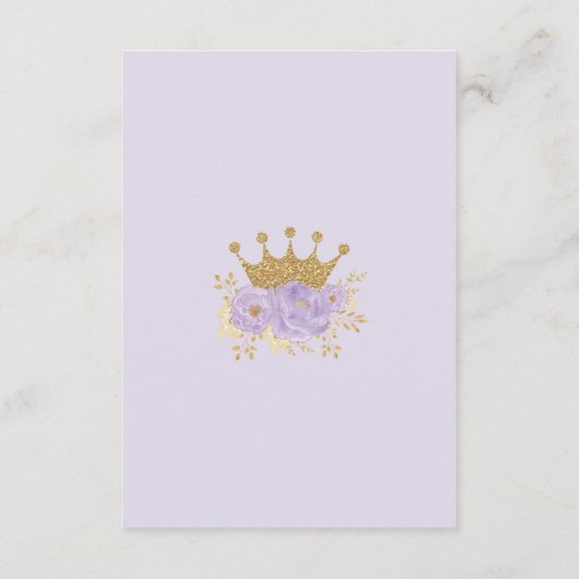 紫色の金ゴールドバレリーナの本のためのベビーガール エンクロージャーカード (裏面)