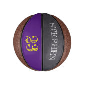 紫色の金ゴールドパーソナライズされた番号エッチング ミニバスケットボール (縦)