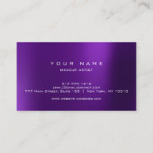 紫色の金ゴールドフェイクグリッタータイポグラフのメイクアップまばたき 名刺 (裏面)