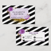 紫色の金ゴールドフォイルフローラ名刺 名刺 (正面/裏面)