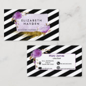 紫色の金ゴールドフォイルフローラ名刺 名刺 (正面/裏面)