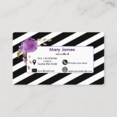 紫色の金ゴールドフォイルフローラ名刺 名刺 (裏面)