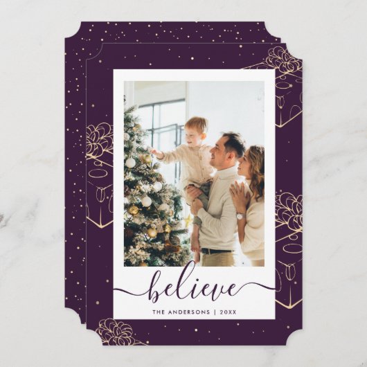 紫色の金ゴールドフォトクリ信じス シーズンカード (正面/裏面)