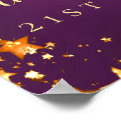 紫色の金ゴールドフォトスター2人の誕生日へようこそ ポスター (角)