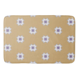 紫色の金ゴールドフローラルックフラクタルアートタイルゴールデン バスマット