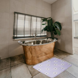 紫色の金ゴールドフローラルックフラクタルアートタイルラベンダー バスマット