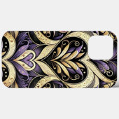 紫色の金ゴールドブラックハート繰り返しパターン Case-Mate iPhoneケース (裏面 (横))