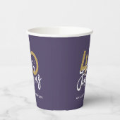 紫色の金ゴールドモダンスタイリッシュグリッター40歳の誕生日  紙コップ (左)