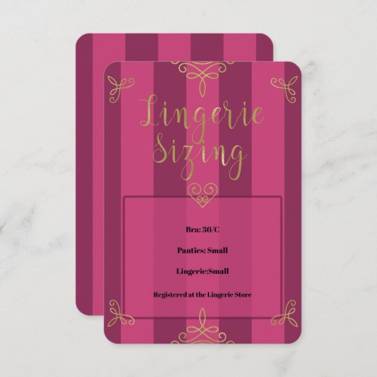 紫色の金ゴールドモダンランジェリーシャワーサイズのインサート 招待状 (正面/裏面)