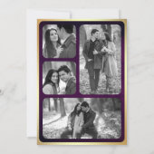 紫色の金ゴールド抽象芸術流体インクフォト結婚ズ 招待状 (裏面)