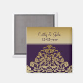 紫色の金ゴールド日付磁石を保存 マグネット (正面/裏面)