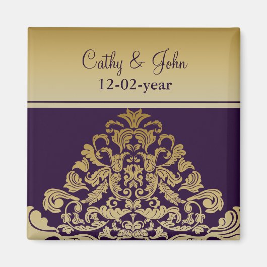 紫色の金ゴールド日付磁石を保存 マグネット (正面)