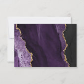 紫色の金ゴールド瑪瑙の食事オプションダークウェディングRSVP 出欠カード (裏面)