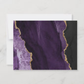 紫色の金ゴールド瑪瑙の食事オプションプラムウェディングRSVP 出欠カード (裏面)