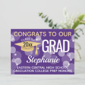 紫色の金ゴールド紙吹雪《写真》ぼけ味バブルの卒業 招待状 (スタンド正面)