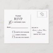 紫色の金ゴールド素朴な雪片ウィンターウェディングRSVP インビテーションポストカード (裏面)