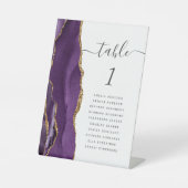 紫色の金ゴールド結婚アガートのテーブル番号 台座サイン (正面)
