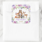 紫色の金ゴールド·ウッドランドの赤ちゃんが森の動物をシャワー スクエアシール (バッグ)
