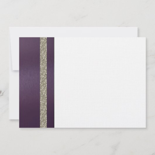 紫色の金属および銀製の夕食の招待状 招待状 (裏面)