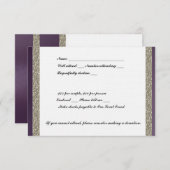 紫色の金属および銀製RSVP 出欠カード (正面/裏面)