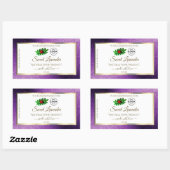 紫色の金属グリッターの白い製品ラベルのロゴ 長方形シール (シート)