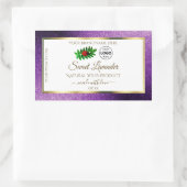 紫色の金属グリッターの白い製品ラベルのロゴ 長方形シール (バッグ)